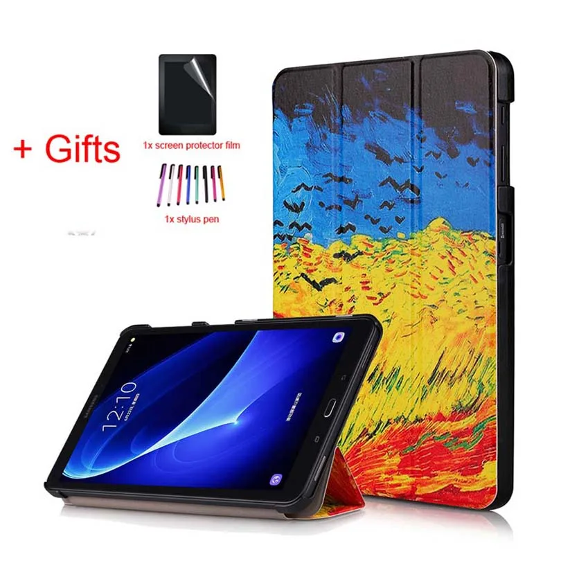 MTSW Умный Магнитный чехол для samsung Galaxy Tab A 10,1 T580 T585 SM-T580 SM-T585, защитный чехол с подставкой+ пленка+ ручка - Цвет: MTSW