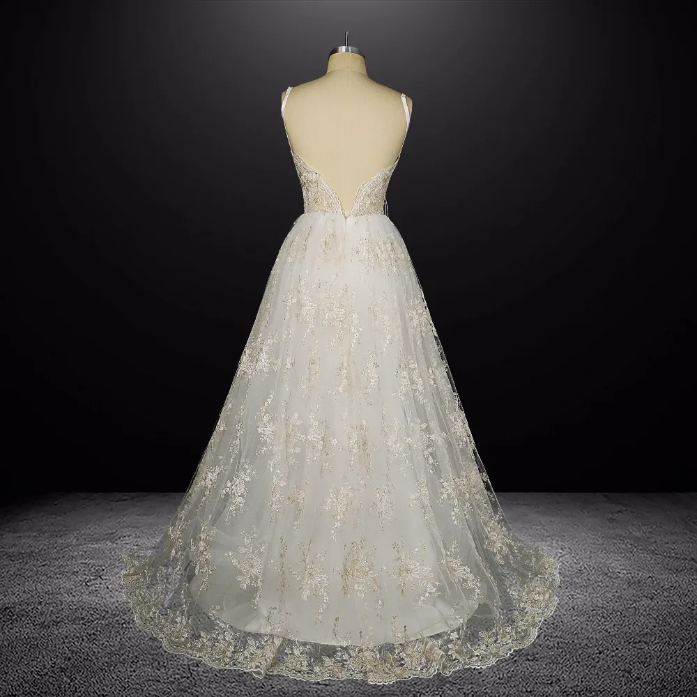Robe de Mariage Сексуальная открытой спиной в богемном стиле Украшенные бусинами и