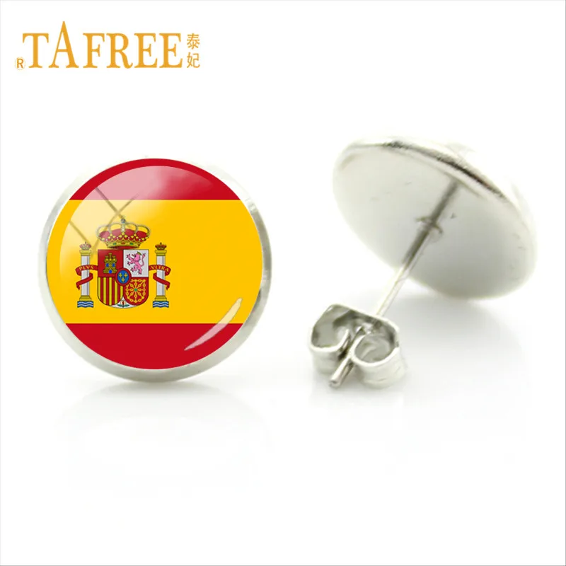 Tafree флаг Турция Испания Япония Швеция Серьги-гвоздики 28 Стили мира Флаг Фото Стекло камни Серьги стимпанк украшения fg87