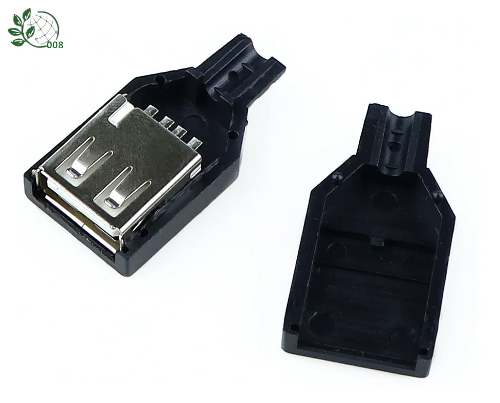 Новинка 10 шт. Тип у муфтовый стыковочный USB 4 Pin разъем с черной Пластик крышка |