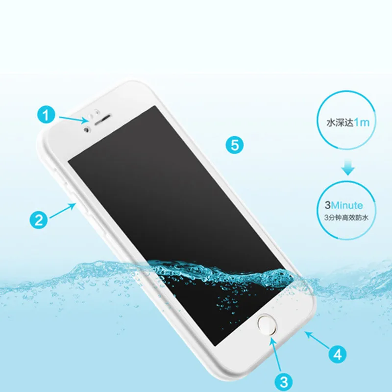 Водонепроницаемый чехол для iPhone 6 S 7 Plus 5S SE сенсорный экран силиконовый мягкий ТПУ