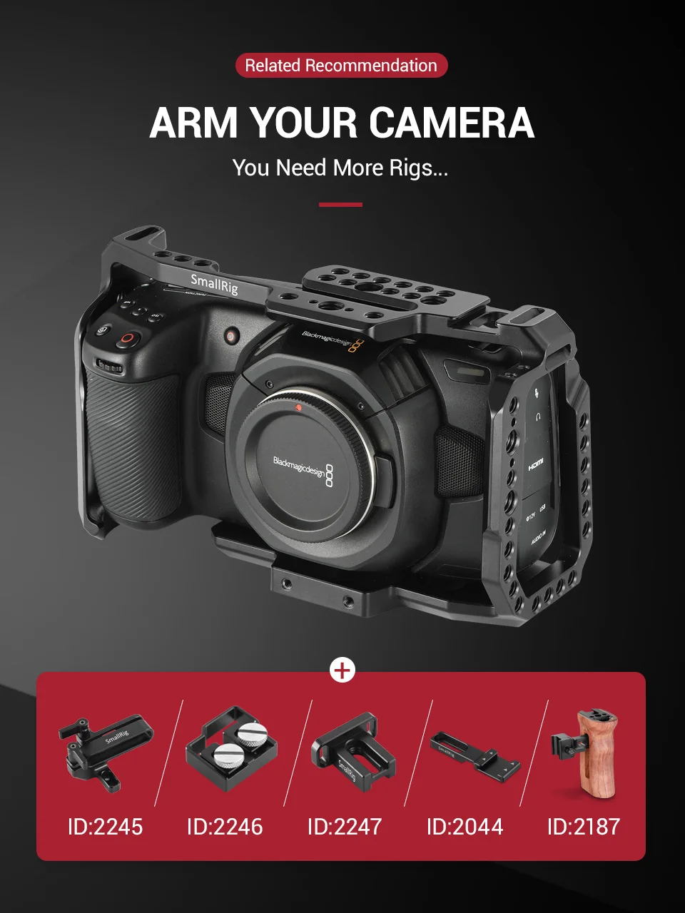 Клетка для камеры SmallRig BMPCC 4K 6K для карманного кинотеатра Blackmagic Design+ крепление для обуви Nato Rail-2203