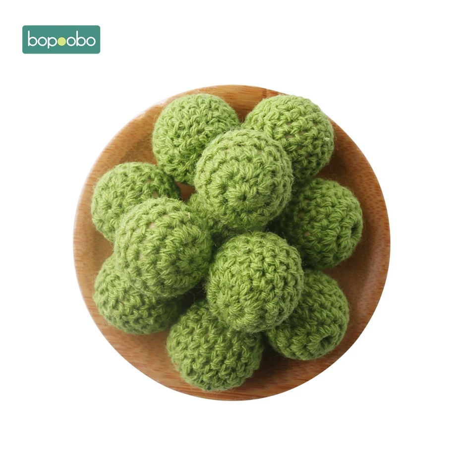 Deep Green Crochet Bopoobo, 50 шт., 20 мм, натуральные деревянные бусины для вязания крючком, украшение внутри, деревянные бусины для прорезывания зубов, деревянные игрушки, бусины для прорезывания зубов - Цвет: Deep Green Crochet