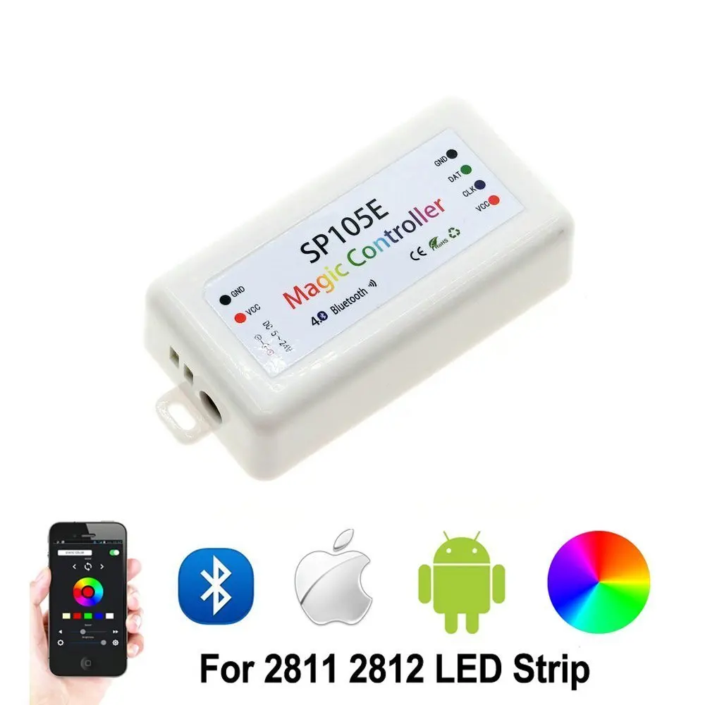 Цветная (RGB светодиодный Bluetooth волшебный регулятор настройки SP105E IOS Android APP WS2801 WS2811