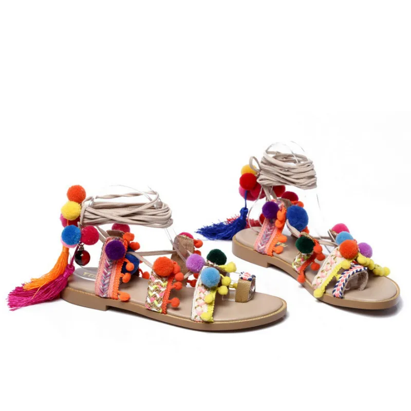 Сандалии-гладиаторы из натуральной кожи на шнуровке | Обувь