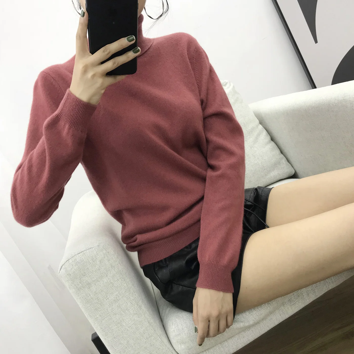 2018 Cashmere Sweater Women Turtleneck Women's Knitted Winter For Warm Sweaters Female | Женская одежда
