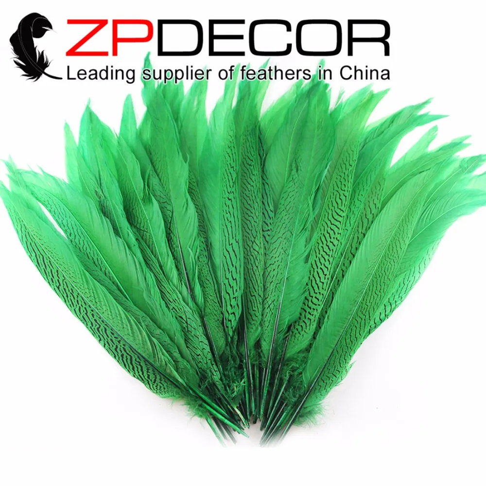 

ZPDECOR 20-22 дюймов (50-55 см) 50 шт./лот окрашенная серебристо-зеленый фазан хвост, для рукоделия перья оптом для карнавала