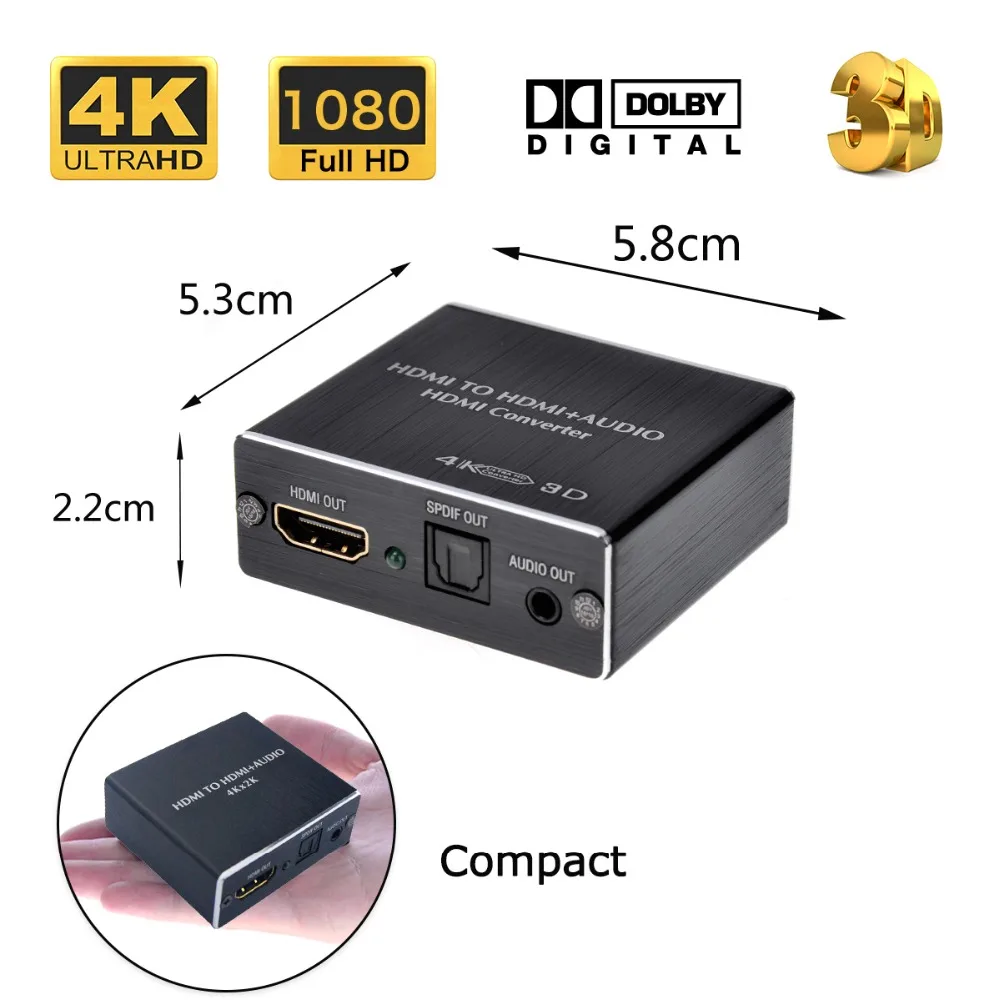 Iseebiz HDMI1.4 4 К x 2 аудио эксрактор HDMI к Pass 0/5 1/7.1CH SPDIF + 3 5 мм стерео конвертер Splitter |