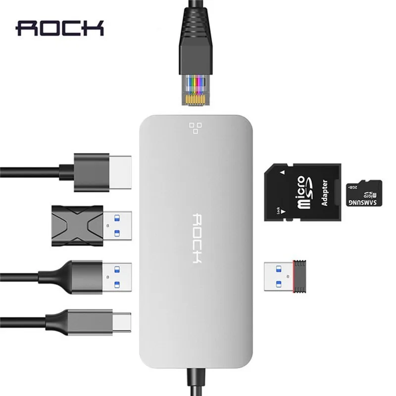 Rock USB C концентратор мульти USB3.0 HDMI адаптер док станция для MacBook Pro Аксессуары