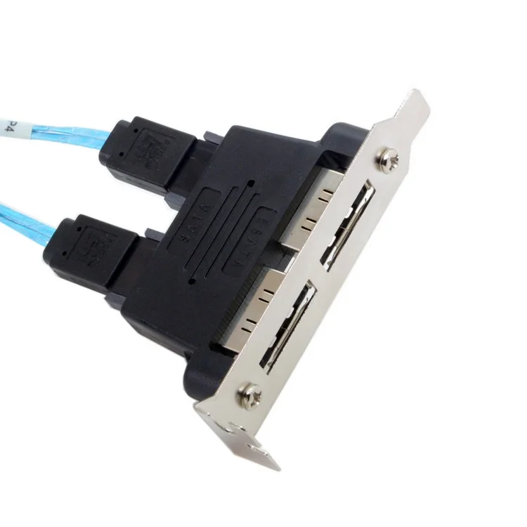 Адаптер с двумя портами SATA 7pin на Esata 7Pin штекер-штекер низкопрофильным кронштейном