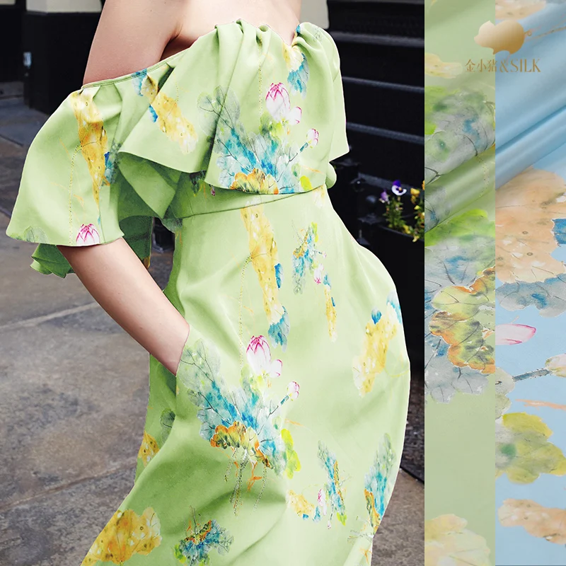 

High-grade silk organza satin fabric fashion digital inkjet bone feeling silk crepe de chine fabric silk cheap clothing fabric