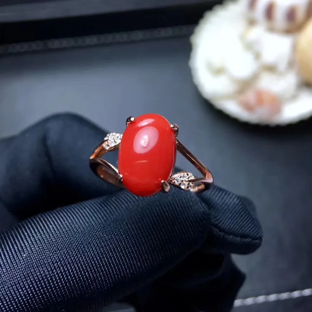Натуральный кораллово-красное кольцо Бесплатная доставка натуральный красный