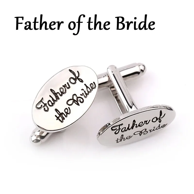 Father of the Bride 13 стильные мужские модные серебряные овальные Свадебные украшения запонки для жениха/лучшего человека/лучшего друга запонки для французских рубашек высокого качества - Окраска металла: Father of the Bride