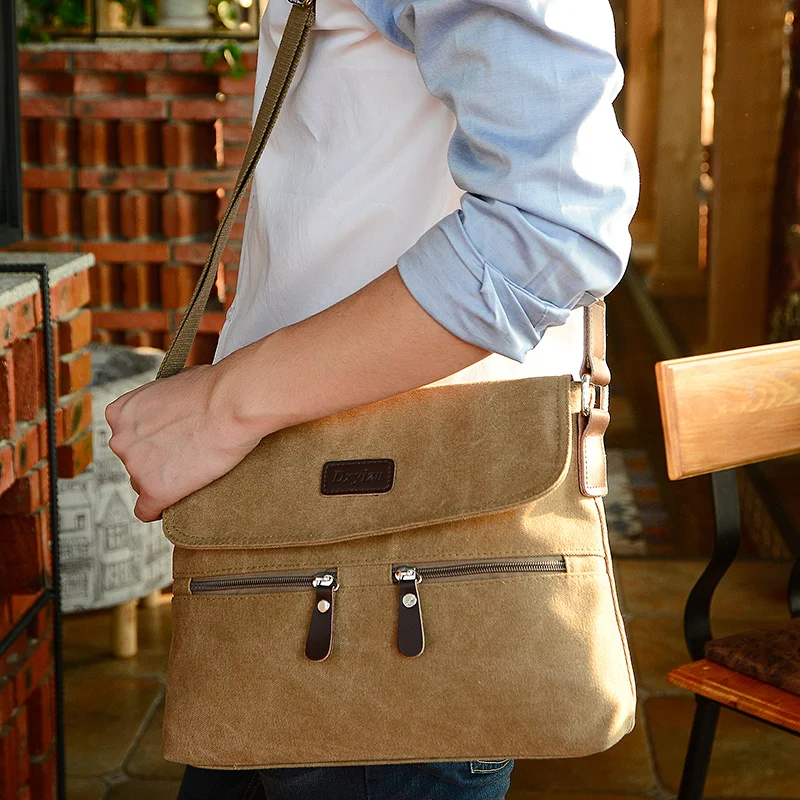 Сумка на плечо Мужская парусиновая многофункциональная диагональная посылка