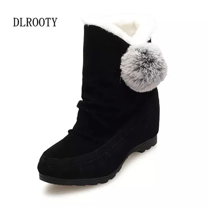 

Women Snow Boots Ankle 2018 Winter Warm Short Plush Female Casual Shoes Woman Flat Fashion Platform Height Increasing Outdoor