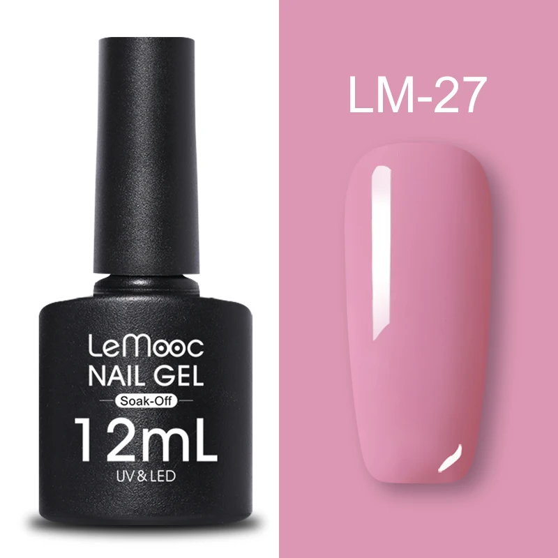 LM-27 LEMOOC, 12 мл, Гель-лак для ногтей, гибридный лак, все для маникюра, блеск для ногтей, верхнее Базовое покрытие, UV Vernis, Полупостоянный лак для ногтей - Цвет: LM-27