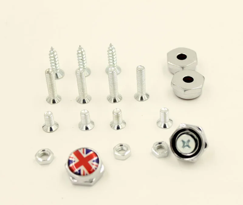 4 шт. Автомобилей Стайлинг Юнион Джек Англия Chrome Номерного знака Болт Рамы винт