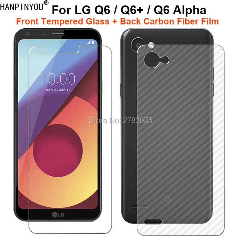 Для LG Q6/Q6 +/Q6 Alpha 1 набор = мягкая задняя пленка из углеродного волокна +