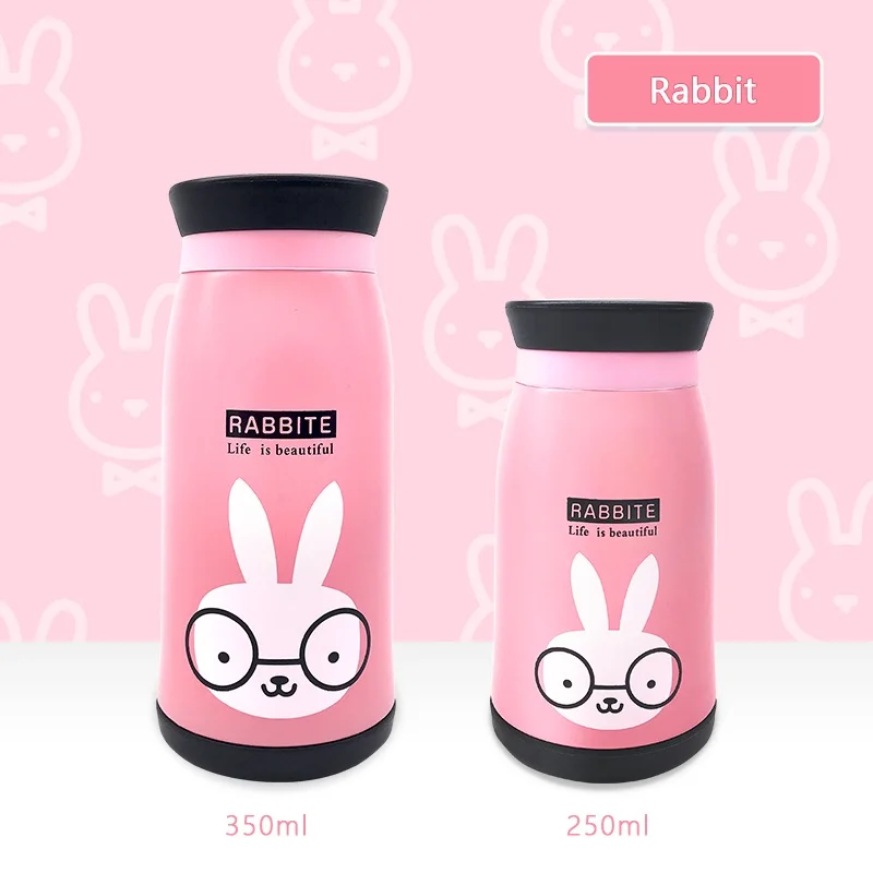 Rabbit Имя изготовления на заказ для детей подарок мультфильм бутылка-термос для Бутылки для воды Нержавеющая сталь вакуумной изоляцией из нержавеющей стали и отдыха на природе, фляга - Цвет: Rabbit