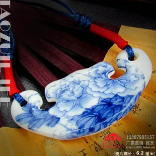 XG008 Features pendant necklace jewelry wholesale Tibet Yunnan lotus blue and white ceramic national wind |