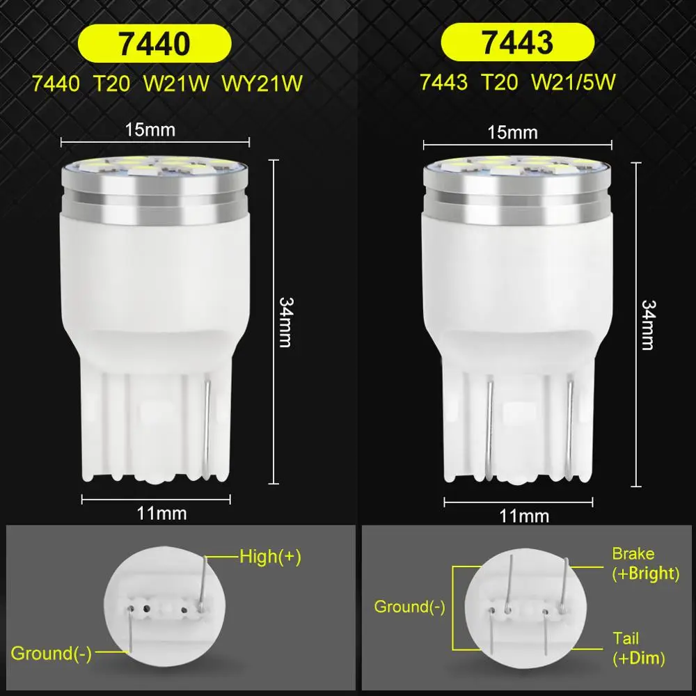 10 шт. автомобильные светодиодсветодиодный лампы 7440 лм T20 W21W LED W21/5W WY21W 7443