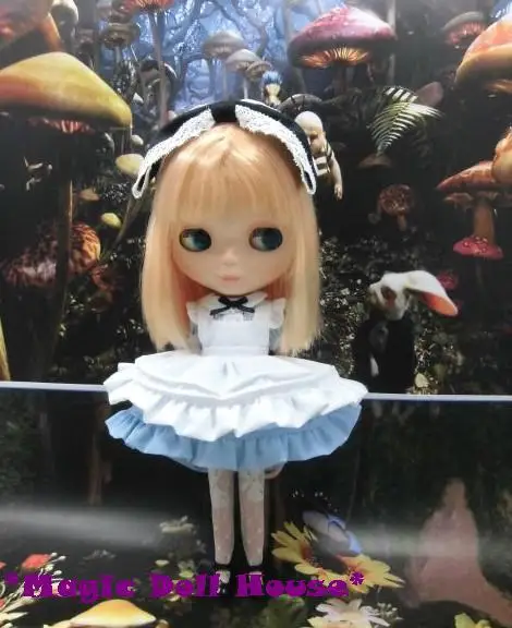 [RMG006] 2019 новая версия Neoblythe платье куклы # синее фартук и набор бантиков для волос
