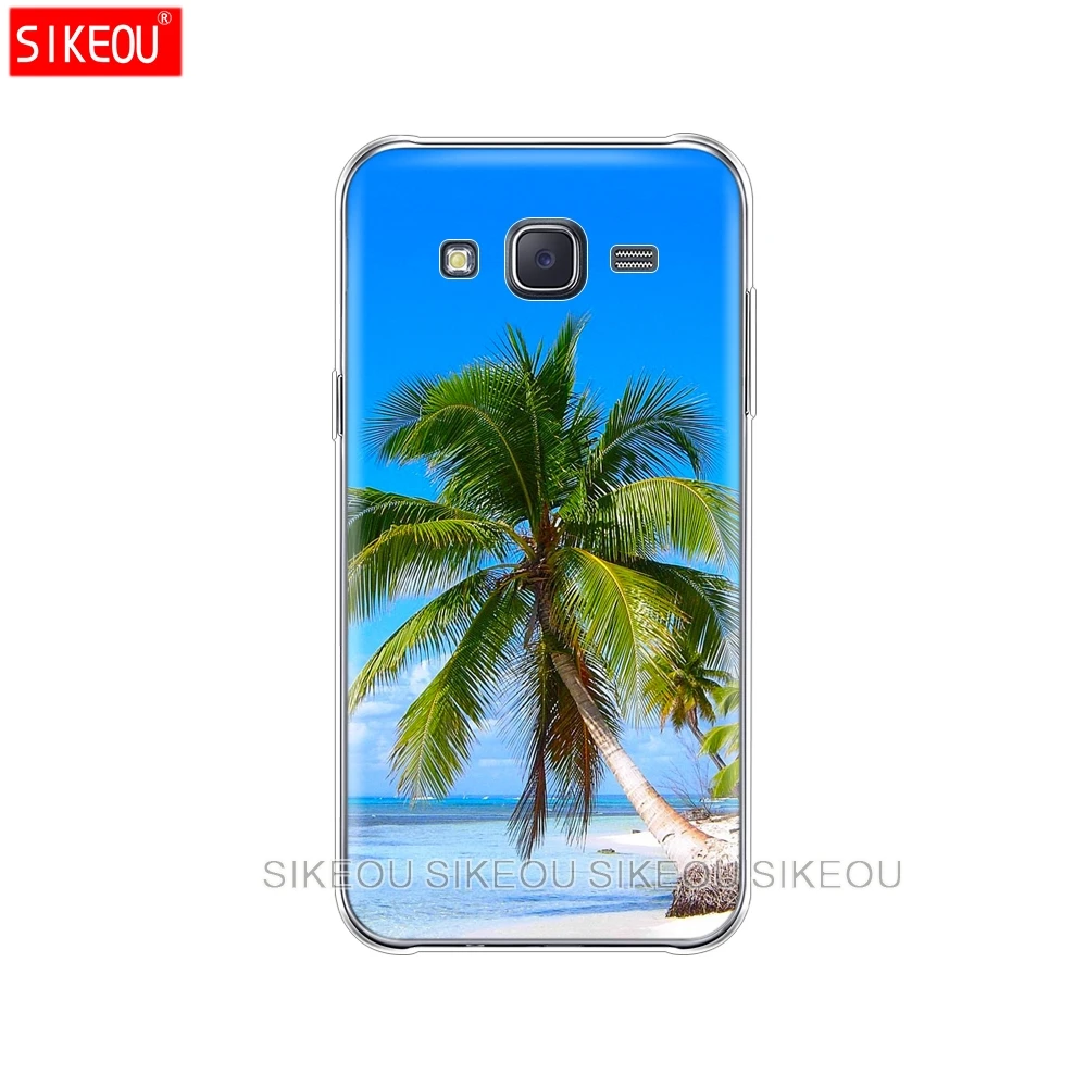 silicone cover phone case for Samsung Galaxy J1 J2 J3 J5 J7 MINI 2016 2015 prime summer Beach Scene at Sunset on sea Palm Tree | Мобильные