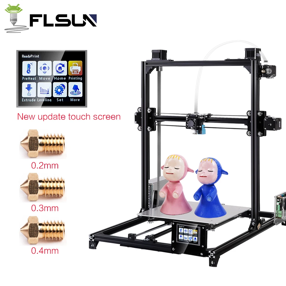 Flsun I3 двойной экструдер 3d принтер большой размер печати 300x300x420 мм сенсорный экран автоматическое выравнивание DIY 3D-принтер Комплект Подогрев кровати