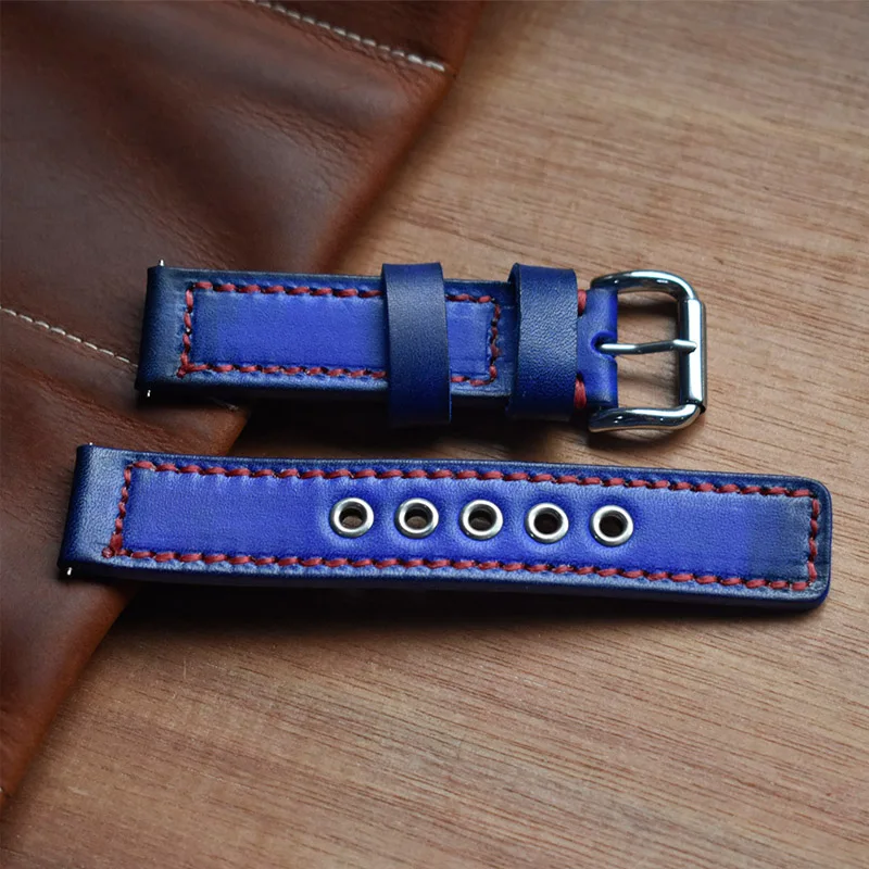 Onthelevel New Watch Strap 18mm 20mm 22mm 24mm High Quality Genuine Leather Watchband Red Black Blue Wrist Belt Bracelet #D