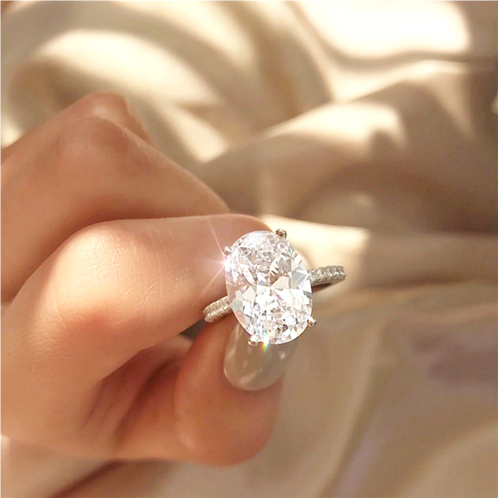 Хит Женский Большой овал куб цирконий предложение на помолвку кольцо палец