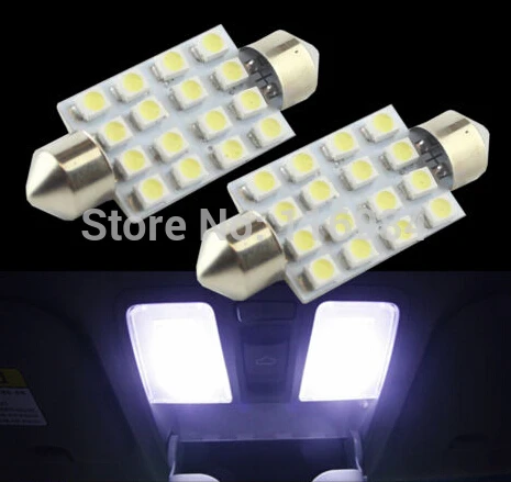 2 шт. x 41 мм автомобиля 16 SMD светодиодный Купол Карта лампы светильник гирлянда для