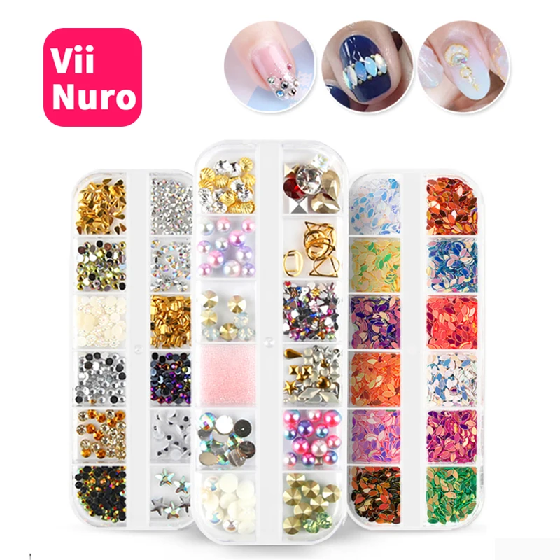 ViiNuro Mix украшения для дизайна ногтей стразы маникюра маленькие 3D жемчужины со