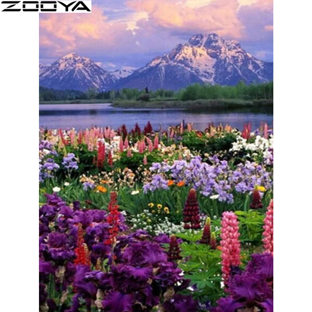 

ZOOYA Diamond Embroidery 5D Diamond Painting Flower Sea Snow Mountain Home Decor Diamond Painting Rhinestone Cross Stitch R557