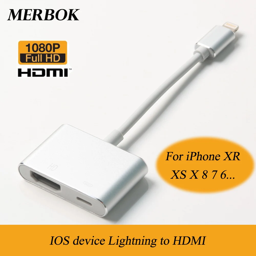 

Lightning To HDMI-Compatible Full HD Audio Video Adapter AV Converter For iPhone XS XR X 8 8P 7 iPad iPod To TV HDTV Display