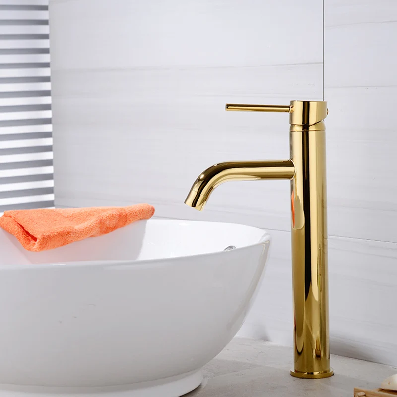 Rose Gold Brass Bathroom Basin Faucet Single Handle Deck Mounted Hot And Cold Bathroom Sink Water Mixer Tap