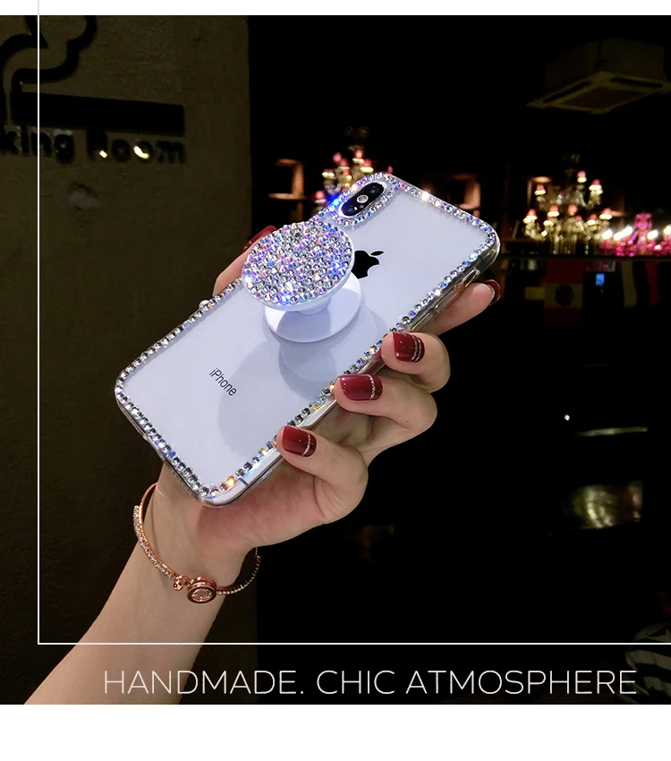 Алмазный чехол для телефона LG G7 G6 Q6 Q7 V20 V30 V40 раздвижная подставка держатель