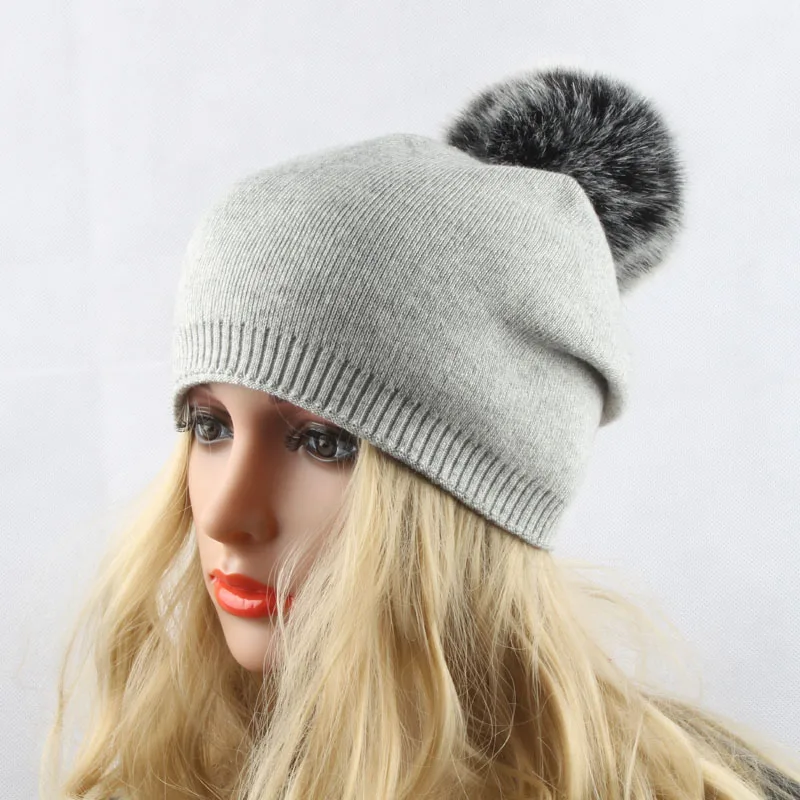 Женские зимние шапки HEALCOLD вязаные из искусственного меха с помпонами|winter hats for