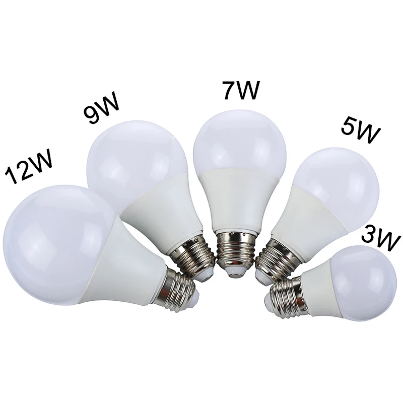 E27 3W 5W 7W 9W 12W Светодиодный светильник 220V 110V настоящий Ватт светодиодный SMD5730