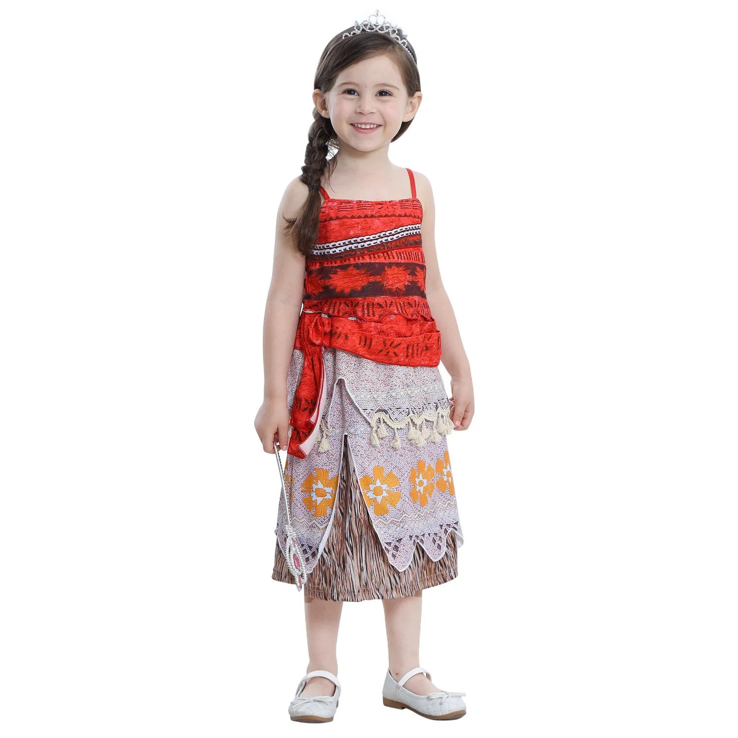 

New design Girls Moana Princess Cosplay Costume Dress Kids Halloween Outfit Movie Moana Costume Kid Party Dress top dresses 2pcs