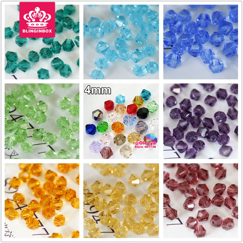 Все Цвета & смесь цветов 4 мм 6 прозрачный белый Bicone beads Стекло кристалл для нашивки