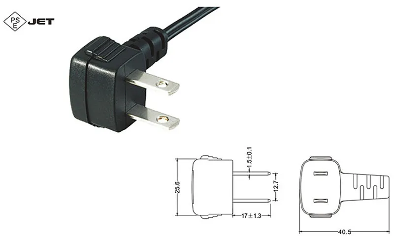 Двойной Угловой японский JP 2 контактный штекер к IEC 320 C7 женский короткий шнур