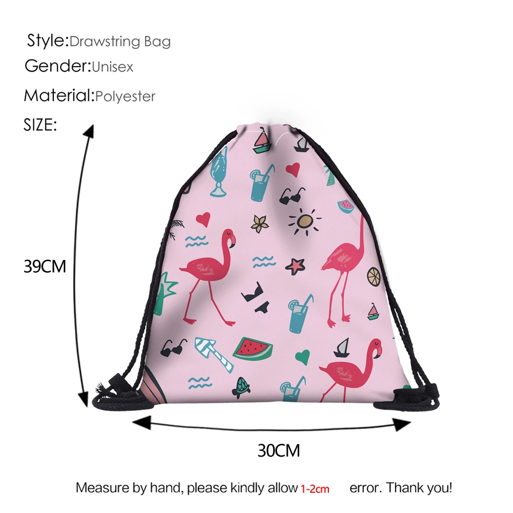 Сумка на шнурке Deanfun Flamingo с 3D принтом розовый милый подарок для девочек школьный