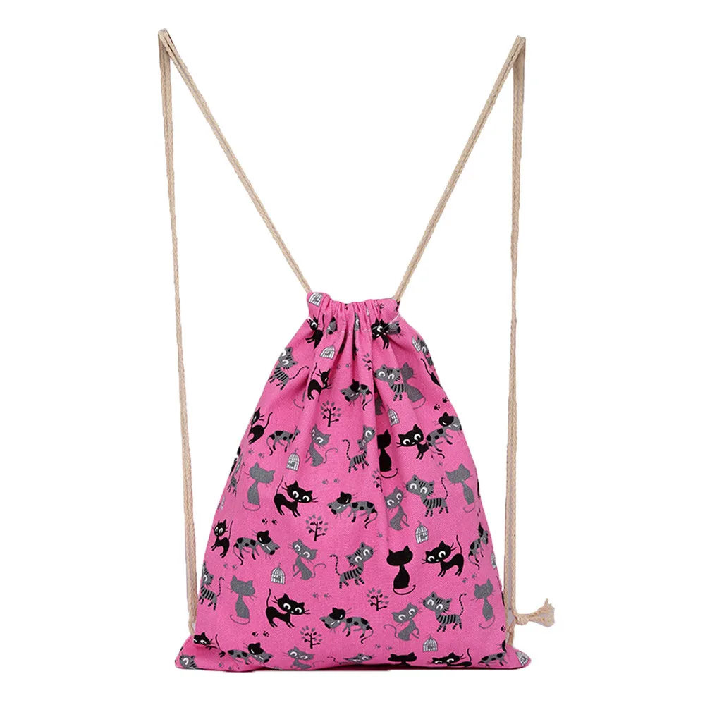 Drawstring Рюкзак Унисекс Модный хлопковый материал для отдыха спортивный рюкзак
