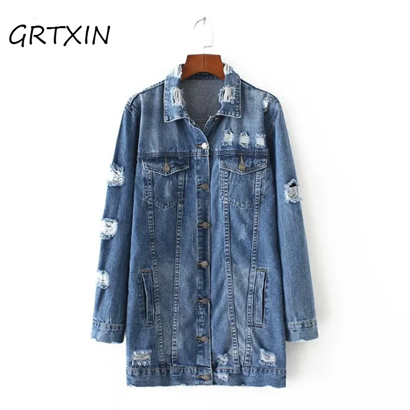 Джинсовая куртка женская с длинным рукавом винтажная Свободная джинсовая в