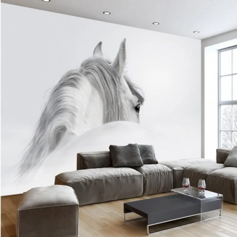 

Dropship Fatman Wallpaper 3d White Horse Mural Wallpaper Bedroom Living Room Wall Papers Home Decor Papel De Pared