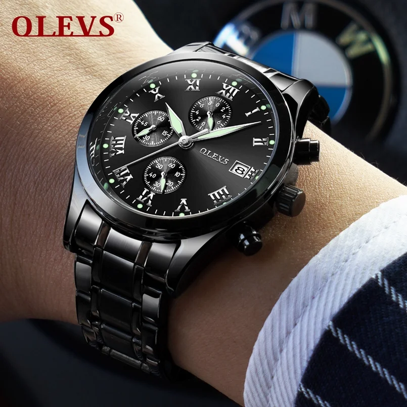 OLEVS мужские часы Топ бренд класса люкс из нержавеющей стали 2019 новогодние