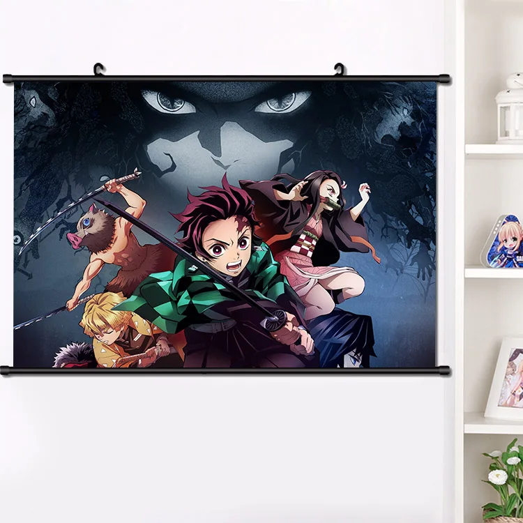 Аниме демон убийца: Kimetsu no Yaiba Agatsuma Zenitsu настенный Свиток Плакат манга настенные подвесные плакаты украшение дома 40*60 см - Цвет: B
