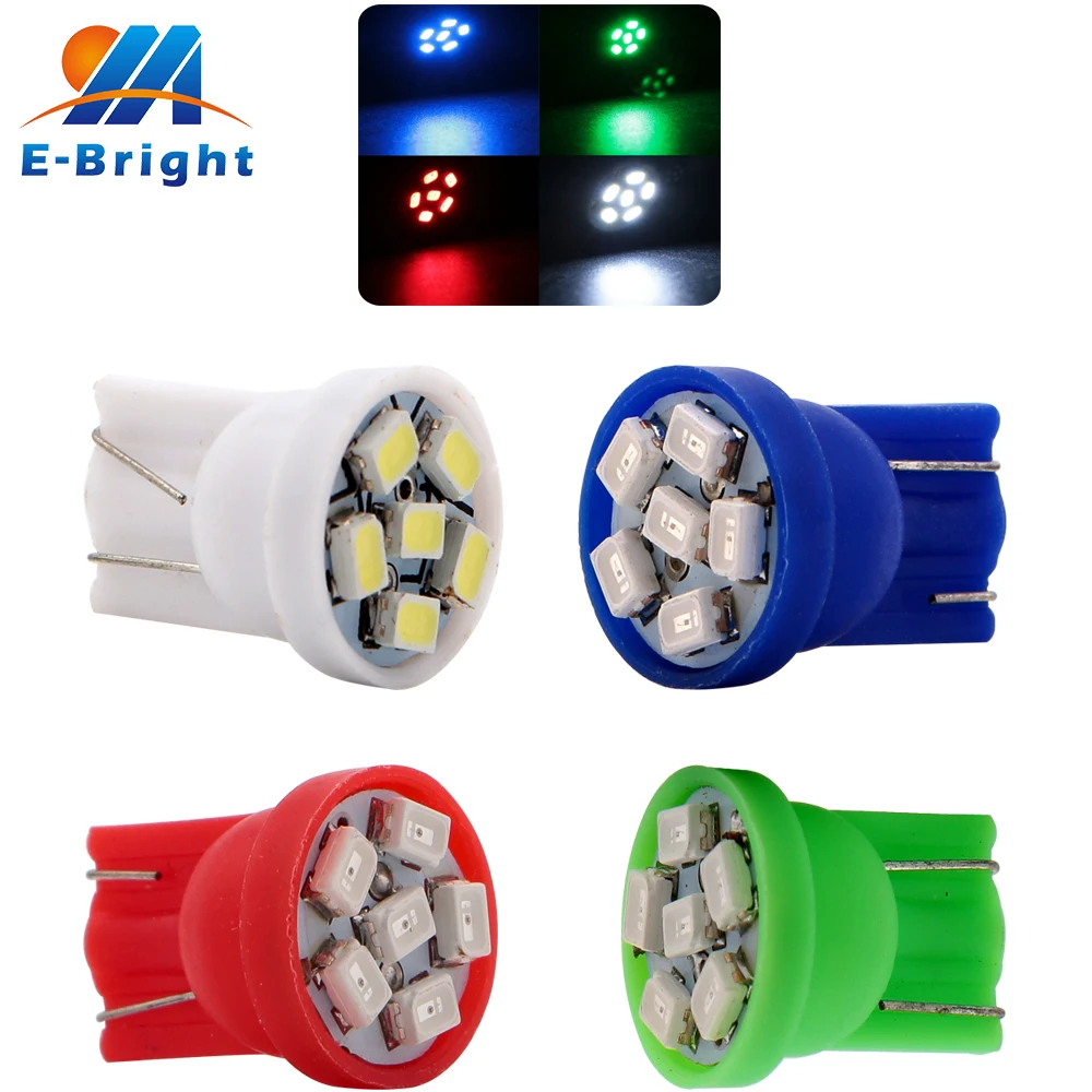 100 шт. T10 1206 6 SMD LED W5W 194 168 192 Автомобильные Боковые клиновидные лампы для зазора