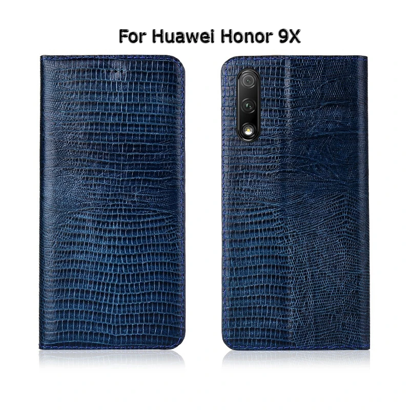 Чехол для телефона huawei Honor 8 Lite 8C 8A 8X Max 9x pro Lizard Grain раскладной Магнитный чехол с подставкой из натуральной кожи