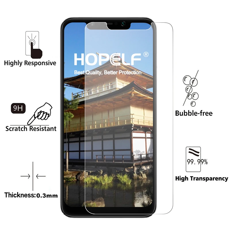 HOPELF закаленное стекло для Xiaomi Pocophone F1 защита экрана 9H 2.5D Защитное телефона